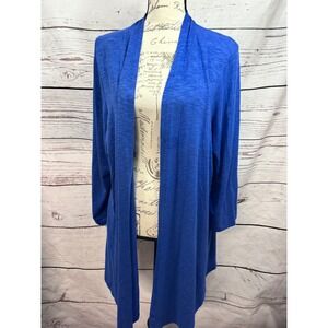 Ellen Tracy 1X Open Front Cardigan Duster Royal Blue Knit Lightweight